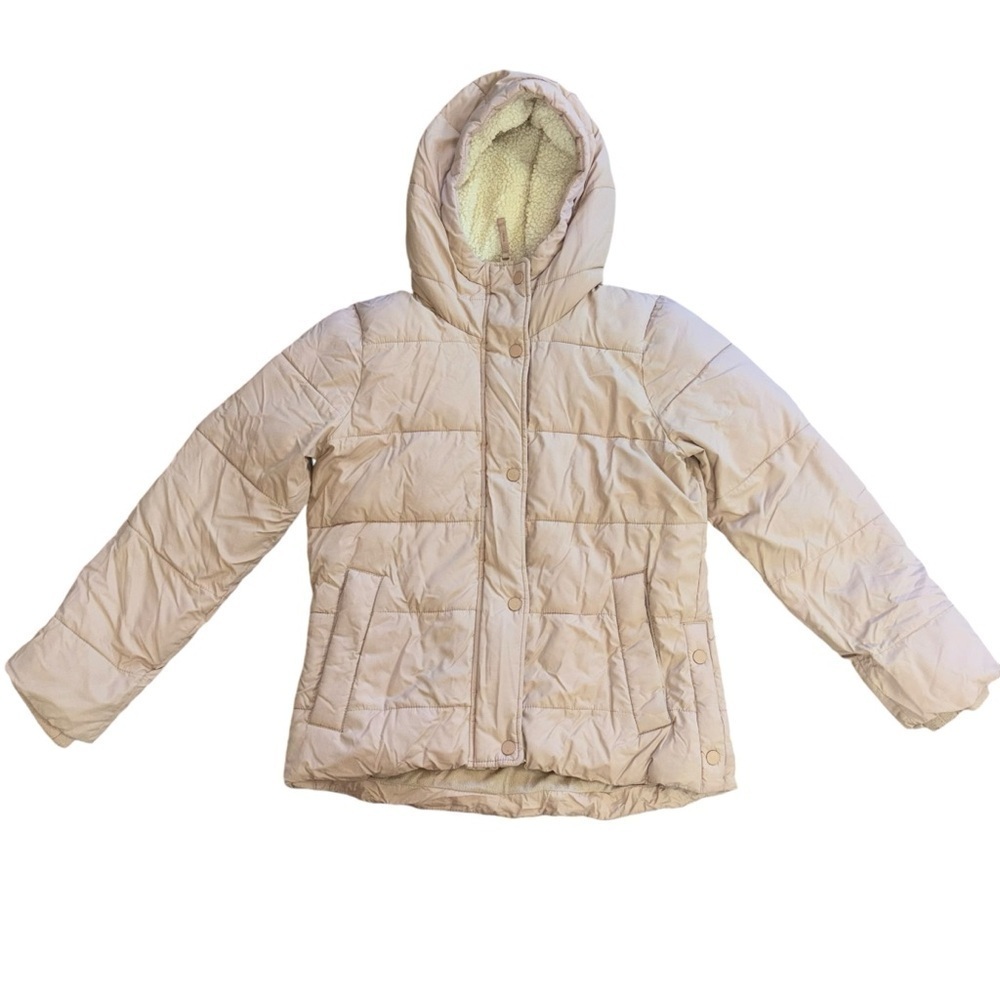 Abercrombie & Fitch Ultra Pink Puffer Jacket Winter Sherpa Zip Up Coat Women’s M